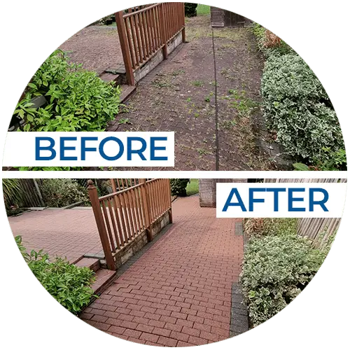 garden path before and after cleaning