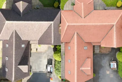 before and after roof cleaning