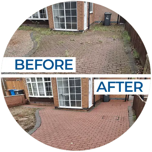 block driveway before and after driveway cleaning services
