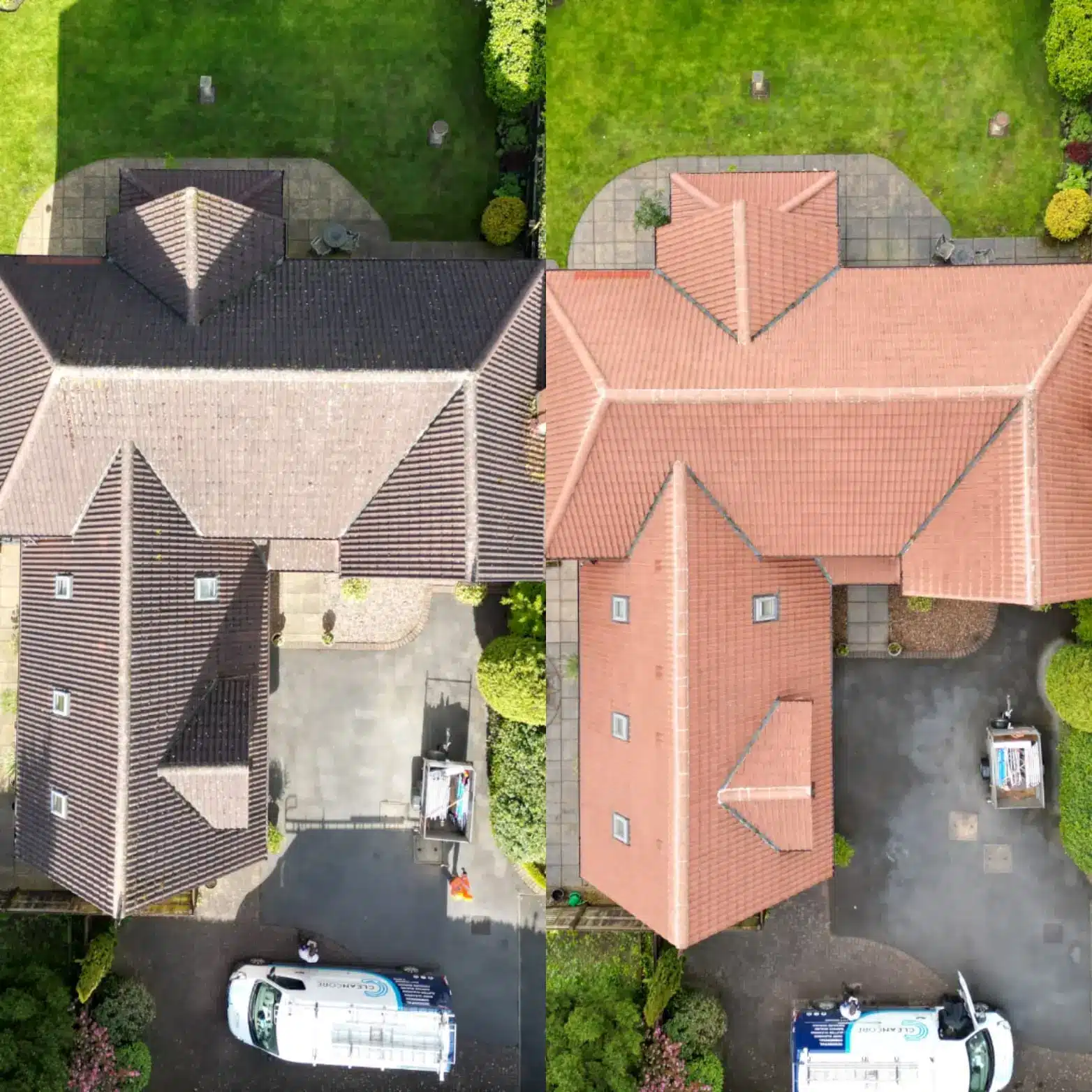 before and after roof cleaning